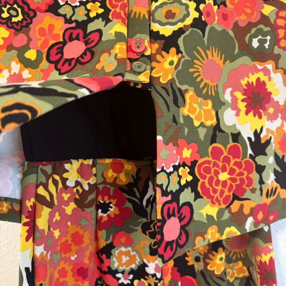 Zara Trafaluc Floral Romper in Green & Orange Small - Picture 8 of 14